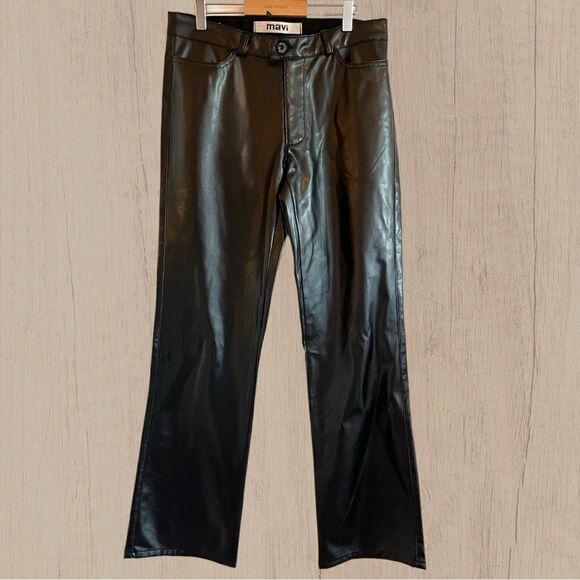 90s vintage Mavi faux leather low rise boot cut pants - Picture 2 of 11